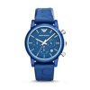 Armani Classic Chronograph Blue Dial Blue Silicone Strap Mens Watch AR1058