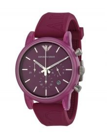 Armani Classic Chronograph Fuchsia Dial Fuchsia Silicone Strap Mens Watch AR1059