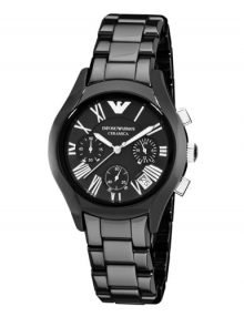 Emporio Armani Women's Slim ceramic Black Chronograph Dial Watch AR1401