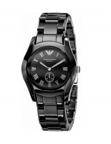 Emporio Armani Women's Slim ceramic Quartz Black Dial Watch AR1402