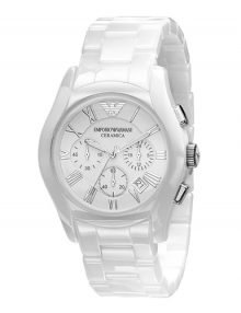 Emporio Armani Men's ceramic Chronograph White Dial Watch AR1403