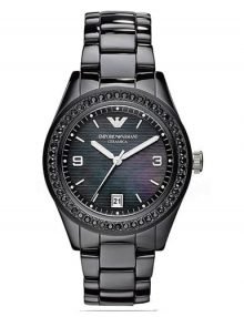 Emporio Armani Black Crystal Black Mother Of Pearl ceramic Ladies Watch AR1423 AUD$319.95 From designerswatch.Com