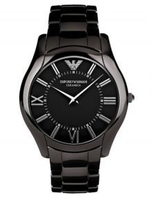 Emporio Armani Men's AR1440 CeramicSlim Black Dial Watch