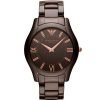 Emporio Armani AR1444 Super Slim Brown Dial & ceramic Band Mens Watch
