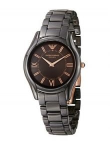 Emporio Armani AR1445 Womens Brown Dial & ceramic Bracelet Watch