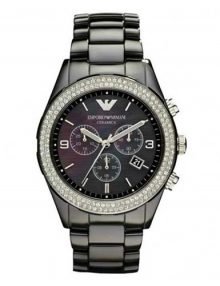 Emporio Armani ceramica White Crystal Ladies Watch AR1455 $299.95 - designerswatch.Com