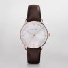 Emporio Armani Classic rose gold plated stainless steel Toned Mother of Pearl Women's Watch AR1601 with Black Croco Leather Band