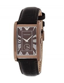 Emporio Armani AR1606 Mens SquARe Dial Watch with Brown Leater Strap