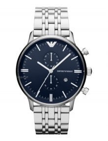 Emporio Armani Classicstainless steelstainless steel Chronograph Blue Dial 5 Hands Mens Watch