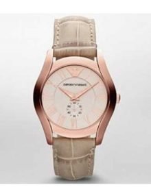 Emporio Armani Valente AR1670 Ladies Classic Silver Dial Watch with Beige Calfskin Bracelet