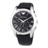 Emporio Armani AR1700 Mens Classic Black Chronograph Watch with Leather Band