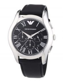 Emporio Armani AR1700 Mens Classic Black Chronograph Watch with Leather Band
