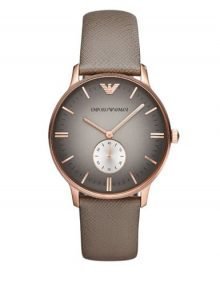Armani rose gold plated stainless steel-tone Textured Leather Unisex Watches AR1723 $249.95 - designerswatch.Com