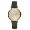 Emporio Armani Retro AR1726 Womens gold plated stainless steel Dial Green Leather Strap Watch