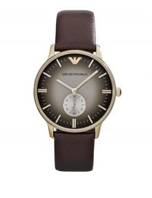 Emporio Armani Retro Brown leather strap Mens Watch AR1756 $249.95 - designerswatch.Com