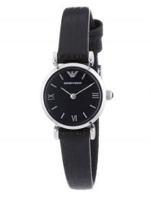 Emporio Armani Retro AR1759 Ladies Slim Black Dial & Leather Strap Watch