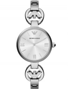 Emporio Armani AR1772 Gianni T-Bar ClassicLadies Silver Quartz Slim Watch