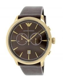 Emporio Armani Classic Chronograph Brown Dial Brown Leather Mens Watch AR1793
