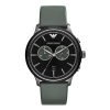Emporio Armani AR1794 Mens Classic Chronograph Black Dial Grey Leather Band Watch