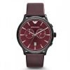 Emporio Armani AR1795 Mens Classic Chronograhp Aubergine Dial Leather Watch