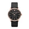 Emporio Armani AR1798 Gents Classic Black Dial & Leather Strap Watch with gold plated stainless steelstainless steelstainless steel Case