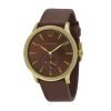 Emporio Armani AR1799 Gents Classic Brown Dial & Leather Strap Watch with gold plated stainless steel Case