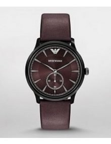 Emporio Armani AR1801 Unisex Classic Burgundy Dial Leather Strap Watch