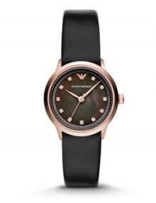 Armani ar1802 Ladies Classic Black/rose gold plated stainless steel Watch with Leather Band