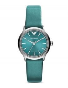 Emporio Armani AR1804 Womens Teal Dial Watch with Leather Band