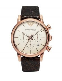Emporio Armani Chronograph Brown Dial Brown Leather Mens Watch AR1809