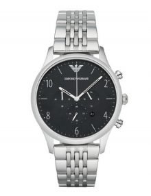 Emporio Armani AR1863 Classic Gents Chronograph Stainless Steel Watch with Black Dial