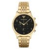 Emporio Armani AR1893 Mens Chronograph gold plated stainless steel Watch with Black Dial
