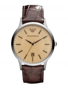 Emporio Armani Men's AR2427 Largestainless steelstainless steel and Brown Leather Watch