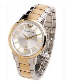 Emporio Armani AR2450 Mens Silver and gold plated stainless steelstainless steelstainless steel Watch with Date Display