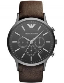 Emporio Armani Men's Chronograph Brown Leather Strap 46mm Watch AR2462