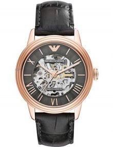 Emporio Armani Meccanico AR4670 Mens Black Watch with Leather Bracelet