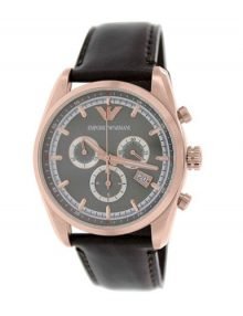 Emporio Armani Mens Chronograph Brown Leather Strap Watch 43mm AR6005