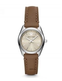 Emporio Armani AR6027 Womens Tazio Taupe Brown Leather Strap Watch