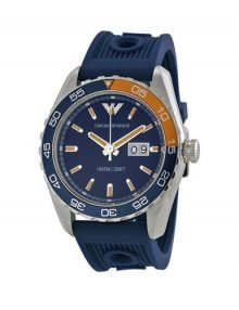 Emporio Armani Sportivo Navy Dial Navy Silicone Strap Mens Watch AR6045