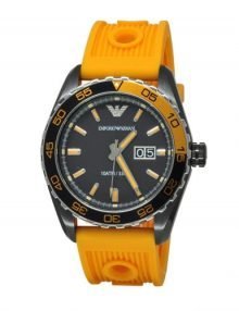 Emporio Armani Sportivo Orange Dial Orange Silicone Strap Mens Watch AR6046
