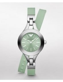 Emporio Armani AR7345 Womens Double-Wrap Silicone Green Watch