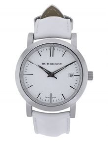 Burberry Unisex White Dial&Leather Strapstainless steelstainless steel Case Watch BU1380