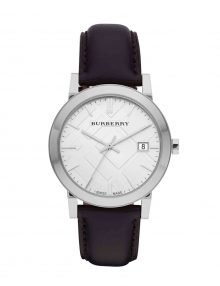 Burberry BU9008 The City Large Check Black Leather Bandstainless steel Classic Gents Watch