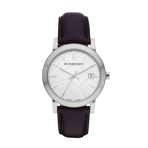 Burberry BU9008 The City Large Check Black Leather Bandstainless steel Classic Gents Watch