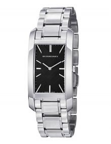Burberry Check Engraved Rectangle Ladies-small Black Dialstainless steelstainless steel Watch BU9501