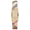 Burberry Watch BU9509 Haymarket Women's Swiss Strap 20mm gold plated stainless steel Rectangular Watch
