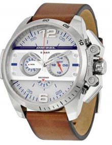 Diesel DZ4365 Ironside Gents Silver Dial Chronograph Watch with Brown Leather Band
