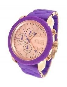 Diesel Purple Hands Silicone Strap gold plated stainless steel Dial Unisex Watch DZ5361