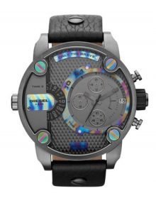 Diesel DZ7270 Aba Oversized Baby Daddy Gray Rainbow Dial Leather Strap Men Watch