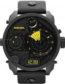 Diesel DZ7296 Mr Daddy Black Ion Plated Men's Watch with Yellow Radar GMT